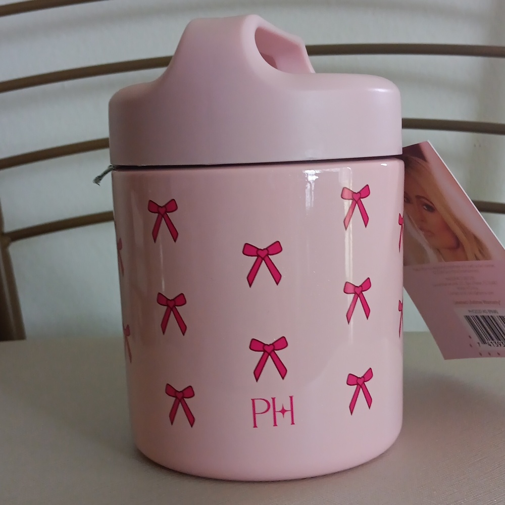 New!Paris Hilton Pink Bow Insulated Food Jar.